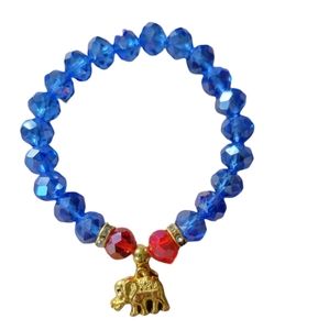 Blue crystal bracelet with elephant charm